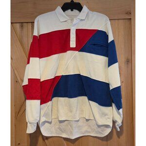 Vtg Greenline Int Rugby Polo Shirt Men L Long Sleeve Pocket Colorblock 80s